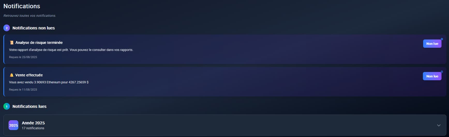 Alerte du prix crypto - suivi temps réel