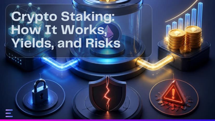 Image de l'article : Crypto Staking: How It Works, Yields, and Risks Illustration de l'article Crypto Staking: How It Works, Yields, and Risks sur Exceefy