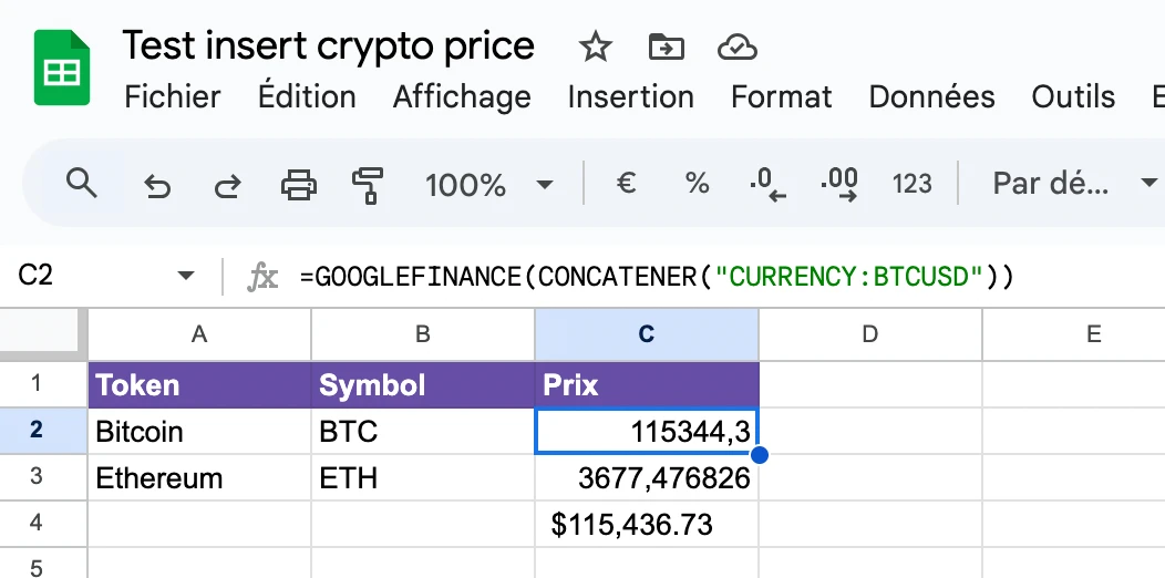 google sheet crypto price google finance