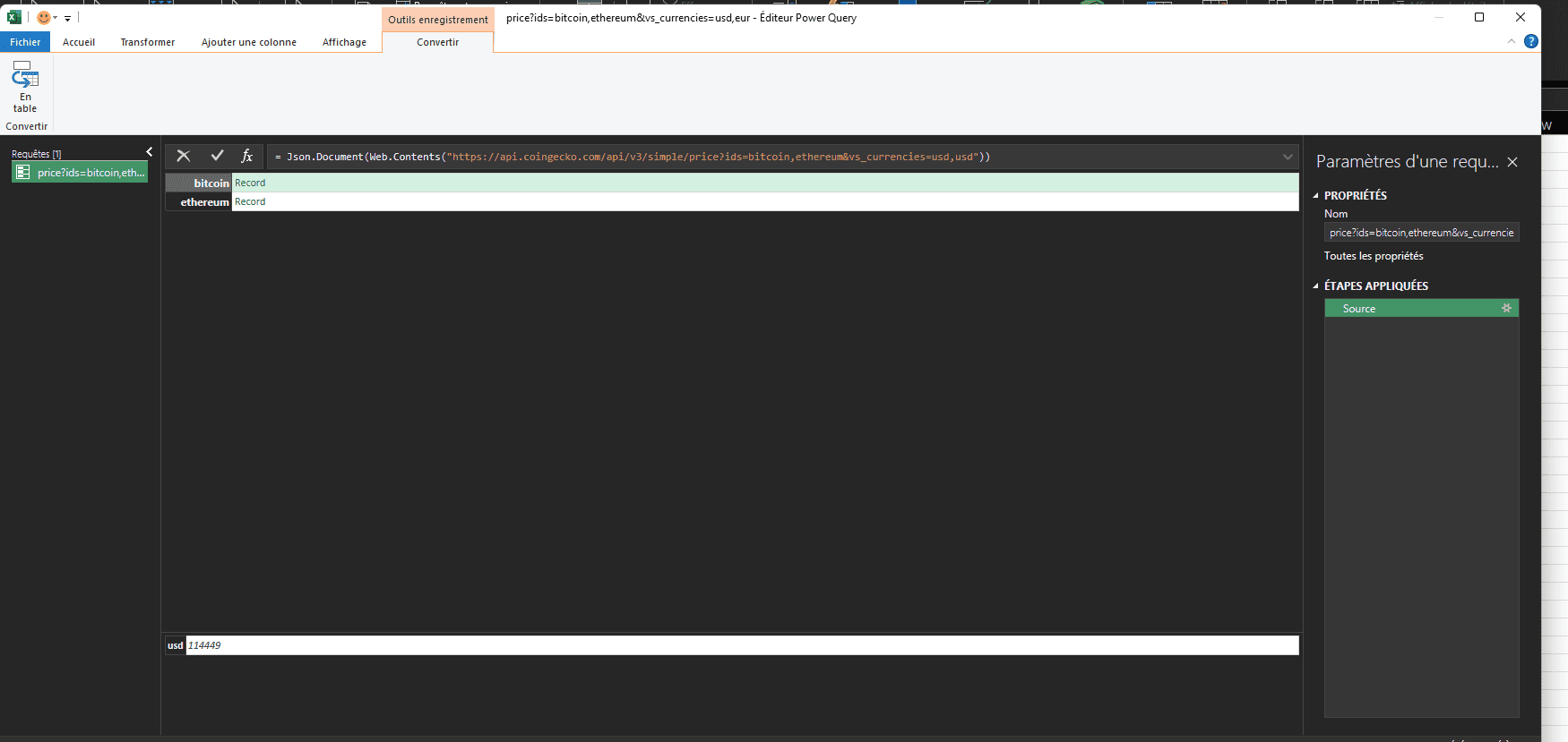 Suite de l'import avec query
